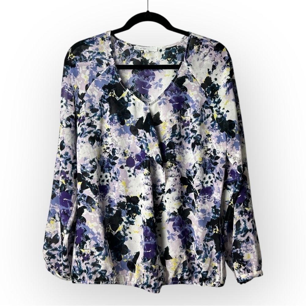 Cleo Purple Ruffle Long Sleeve Blouse L